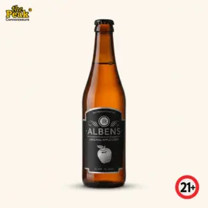 Foto Albens Original 330 ml di atas latar belakang netral Peakwine
