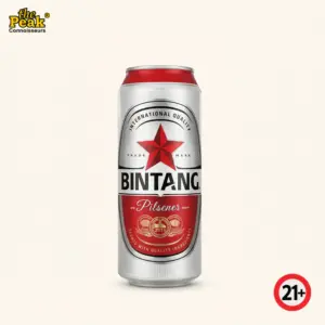 Foto Bintang Pilsener Can 500 ml di atas latar belakang netral Peakwine