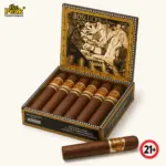 Foto kemasan Cerutu Boslucks Maduro Robusto Box (Isi 6 Batang) di atas latar belakang netral Peakwine