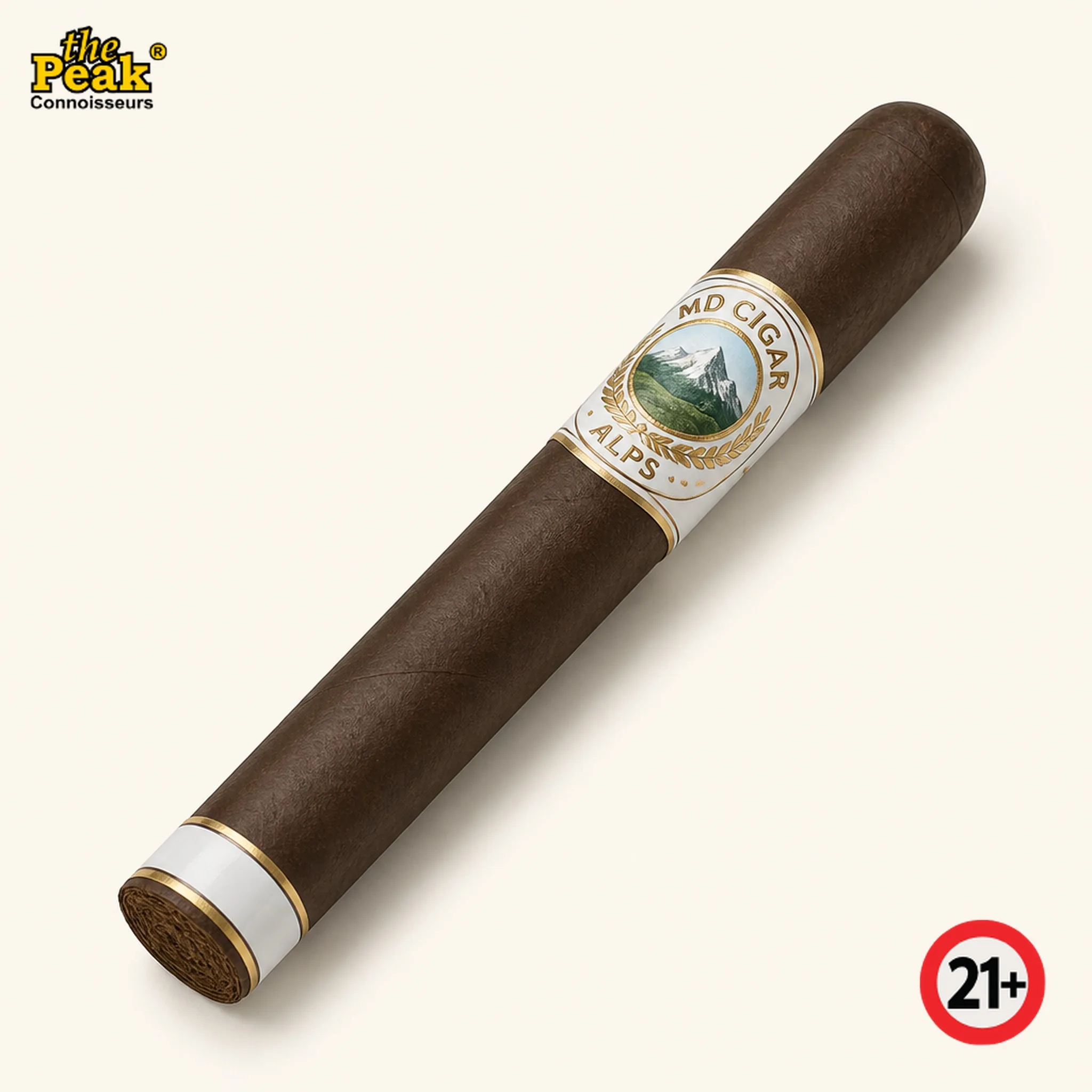 Cerutu MD Cigar Alps (1 Batang) Foto kemasan Cerutu MD Cigar Alps (1 Batang) di atas latar belakang netral Peakwine