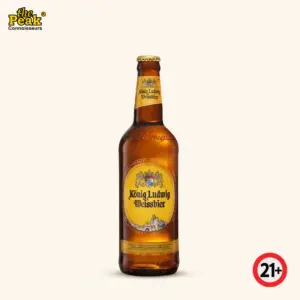 Foto Konig Ludwig Weissbier Bottle 330 ml di atas latar belakang netral Peakwine